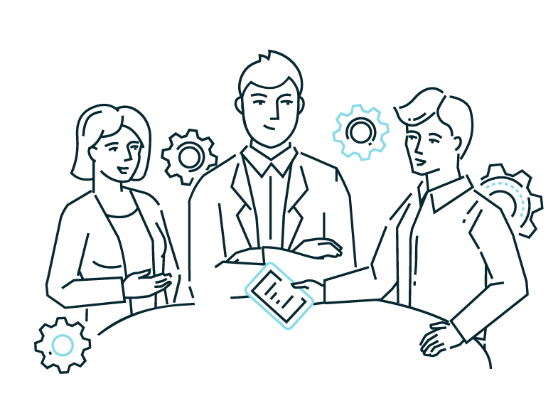Piktogramm Arbeitgeber und Mitarbeiterin schütteln sich die Hände (Quelle: Serviceplan) Piktogramm Arbeitgeber und Mitarbeiterin schütteln sich die Hände